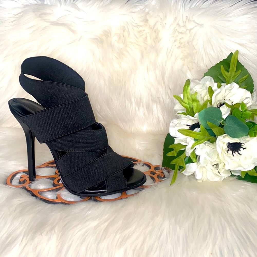 Zara Black Elastic Band Heels